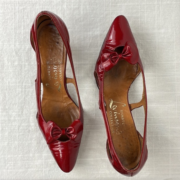 Rare Vintage Levinson’s Signature Collection Candy Apple Red Patent Shoes 60s - Picture 5 of 16